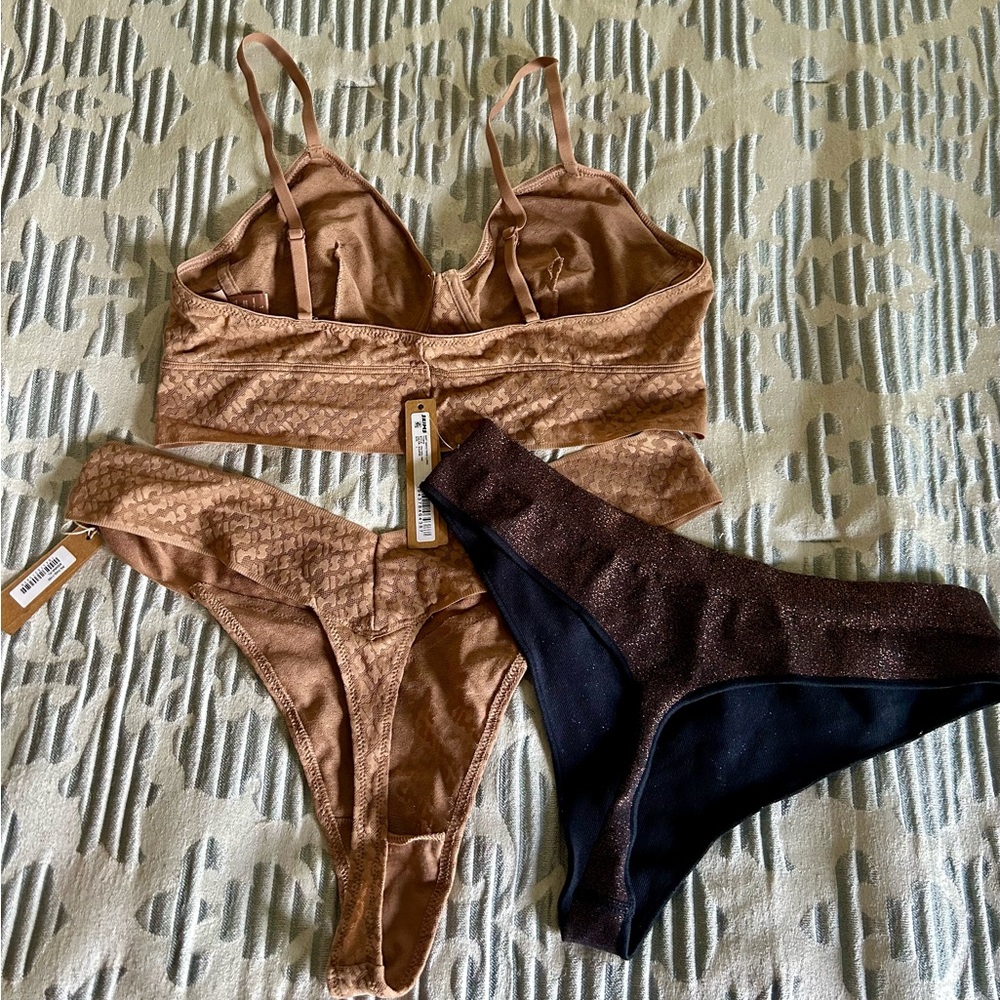 SKIMS Brown and Black Panties Set